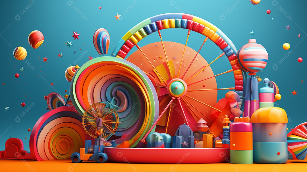 Carnaval abstrato em forma 3d contra fundo colorido