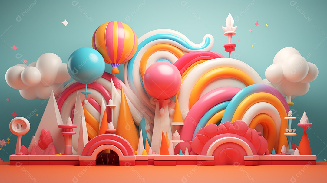 Carnaval abstrato em forma 3d contra fundo colorido