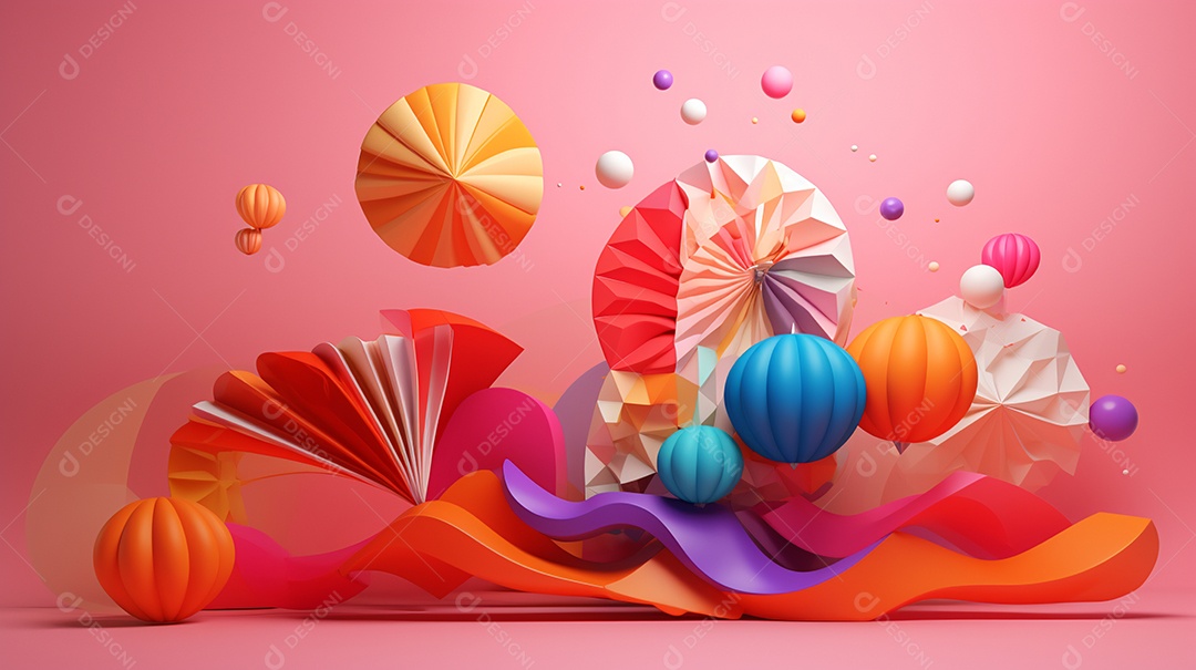 Carnaval abstrato em forma 3d contra fundo colorido