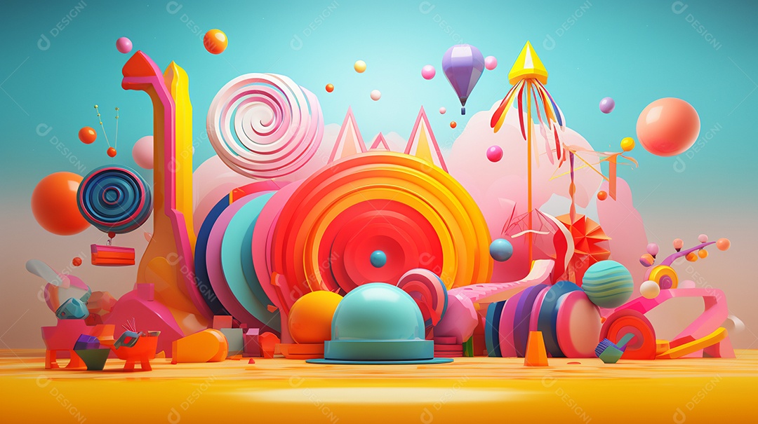 Carnaval abstrato em forma 3d contra fundo colorido