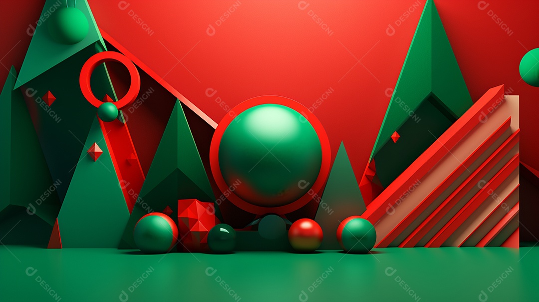 Natal em forma 3d abstrata contra verde