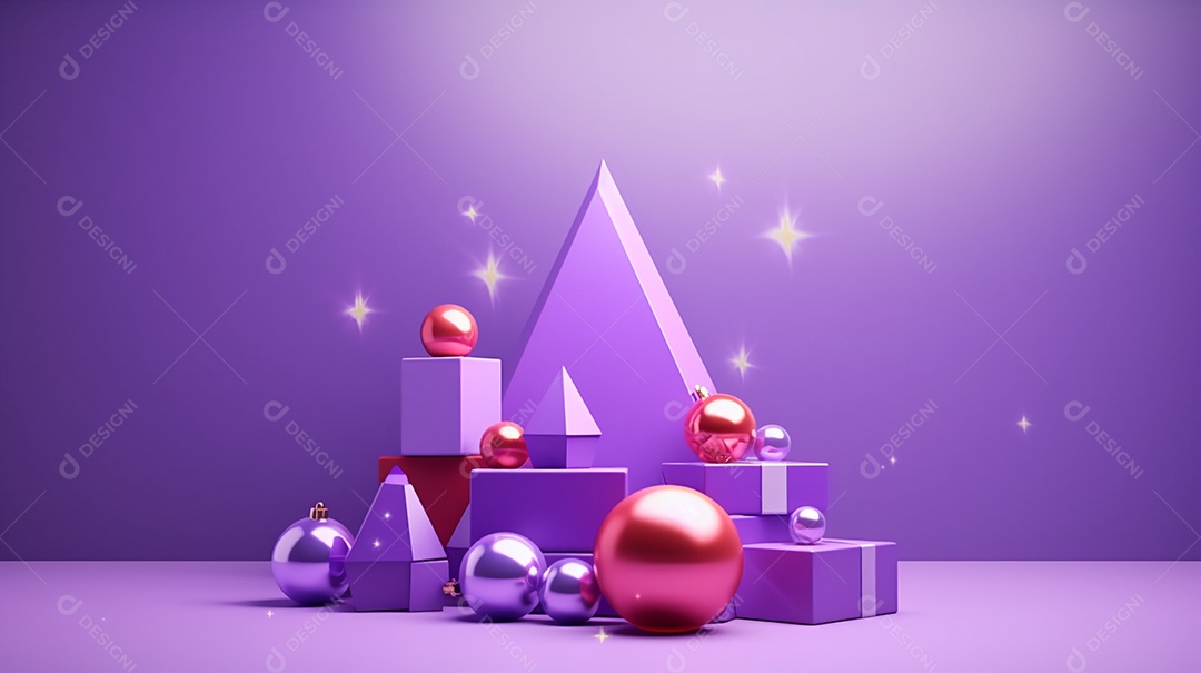 Natal em forma 3d abstrata contra roxo