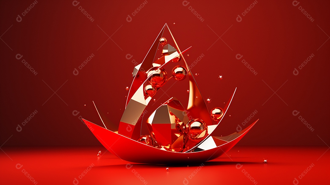 Natal em forma 3d abstrata contra vermelho