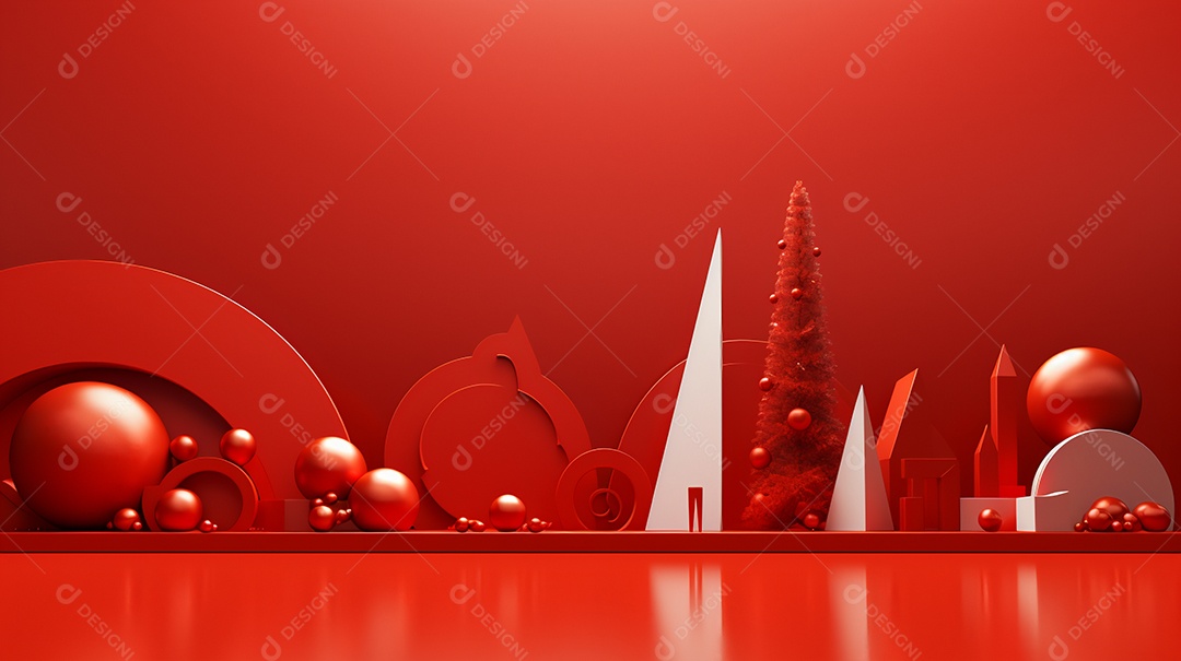 Natal em forma 3d abstrata contra vermelho