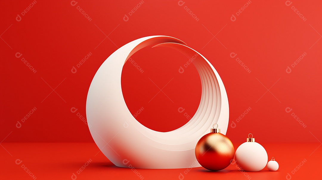 Natal em forma 3d abstrata contra vermelho