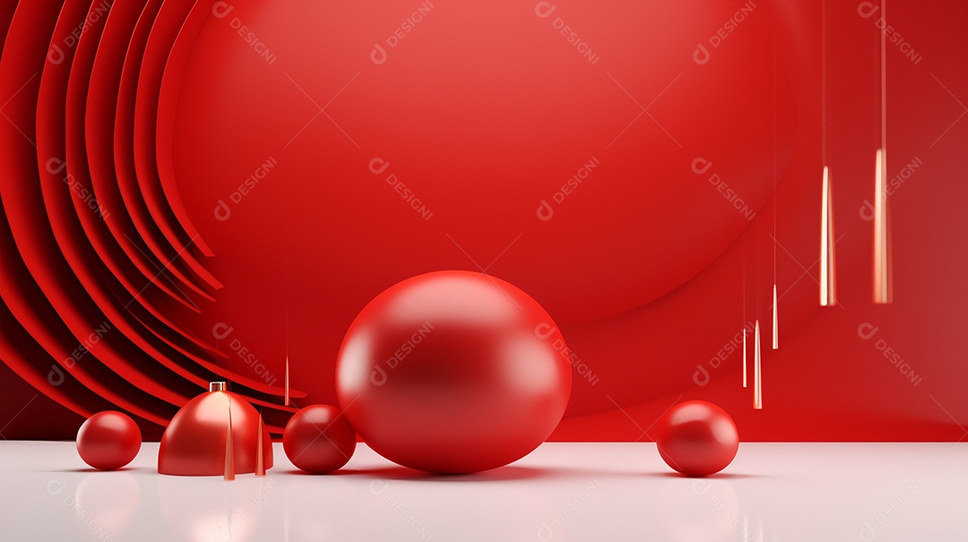 Natal em forma 3d abstrata contra vermelho