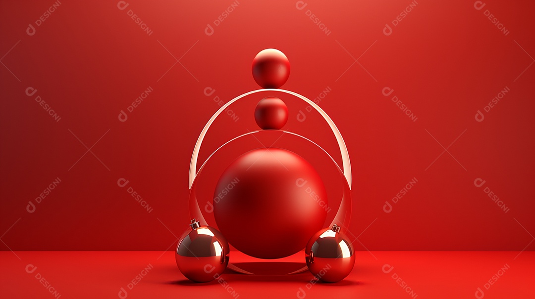 Natal em forma 3d abstrata contra vermelho