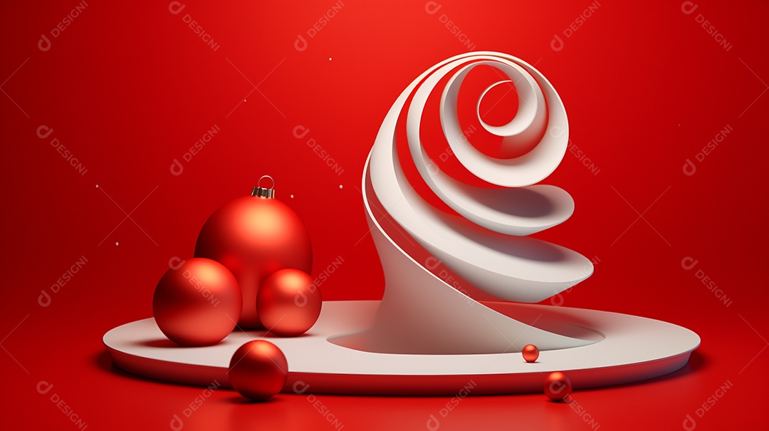 Natal em forma 3d abstrata contra vermelho