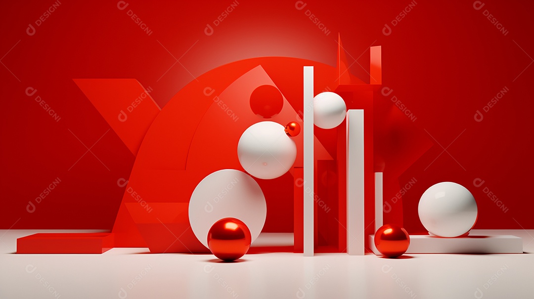 Natal em forma 3d abstrata contra vermelho