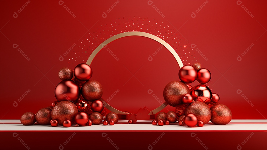 Natal em forma 3d abstrata contra vermelho