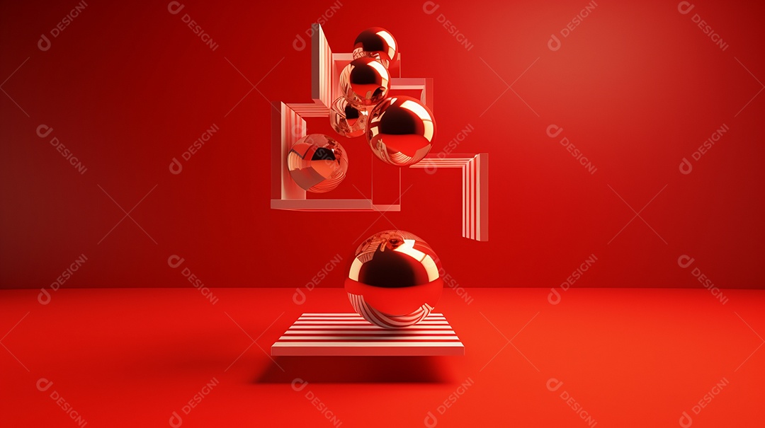 Natal em forma 3d abstrata contra vermelho