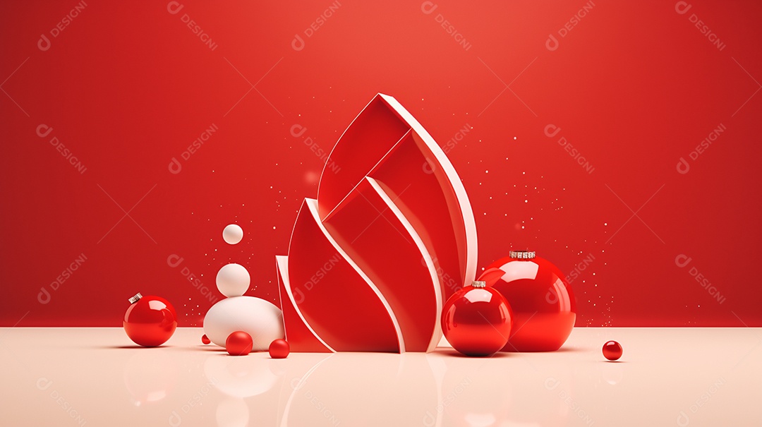Natal em forma 3d abstrata contra vermelho