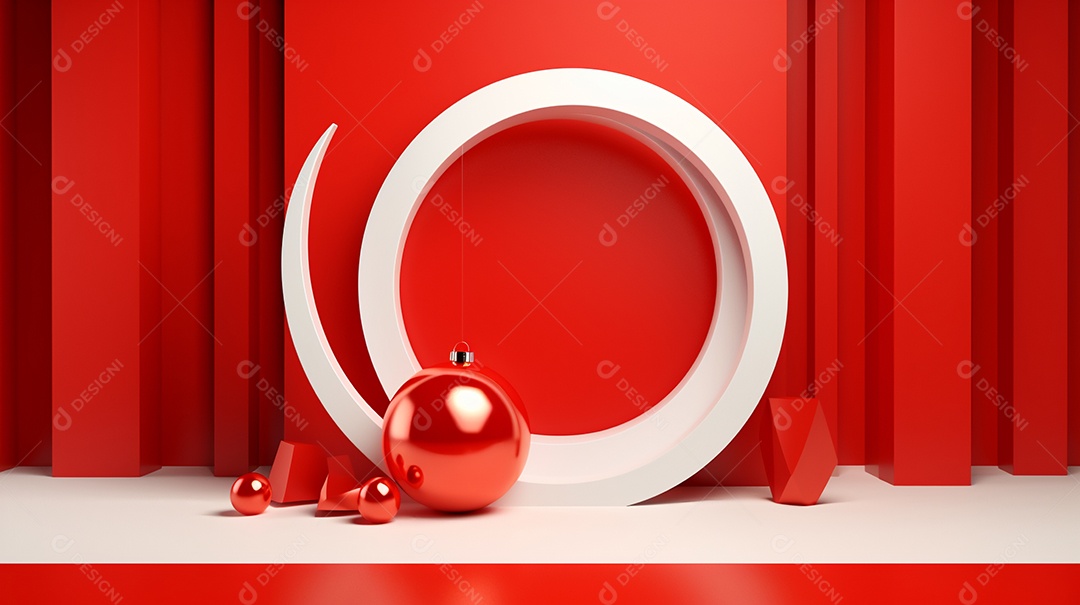 Natal em forma 3d abstrata contra vermelho