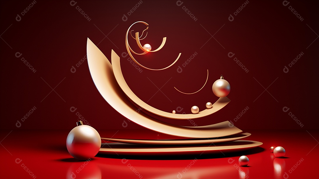 Natal em forma 3d abstrata contra vermelho