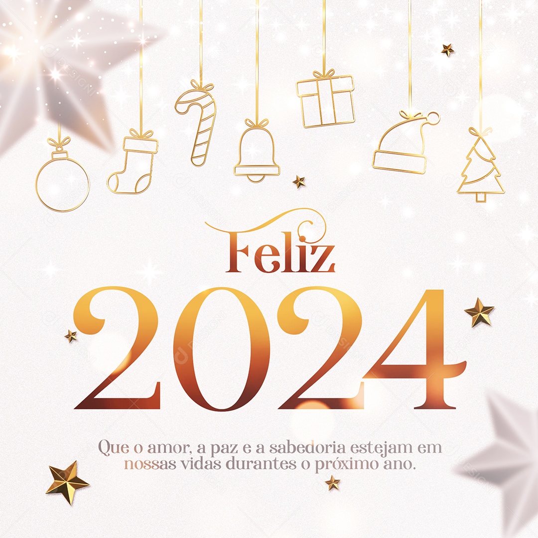 Social Media Feliz 2024 Amor Paz e a Sabedoria PSD Editável
