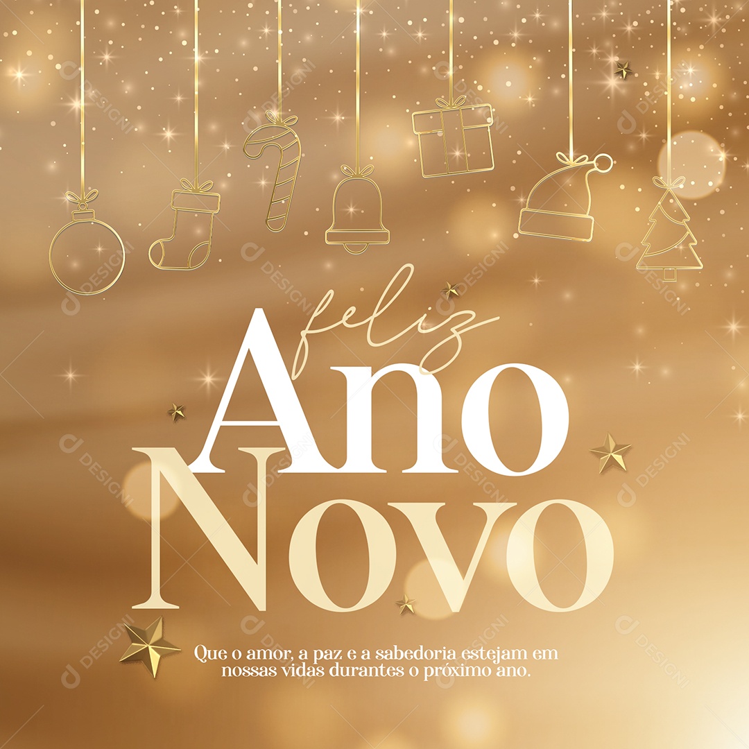 Social Media Feliz Ano Novo Paz e Sabedoria PSD Editável