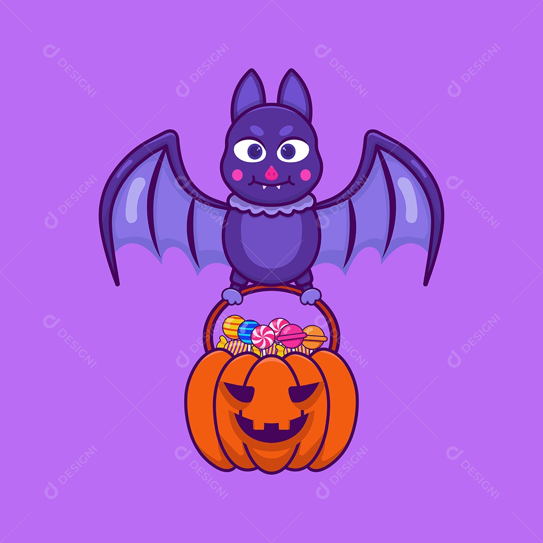 Morcego Personagem do Halloween Ilustração Vetor EPS