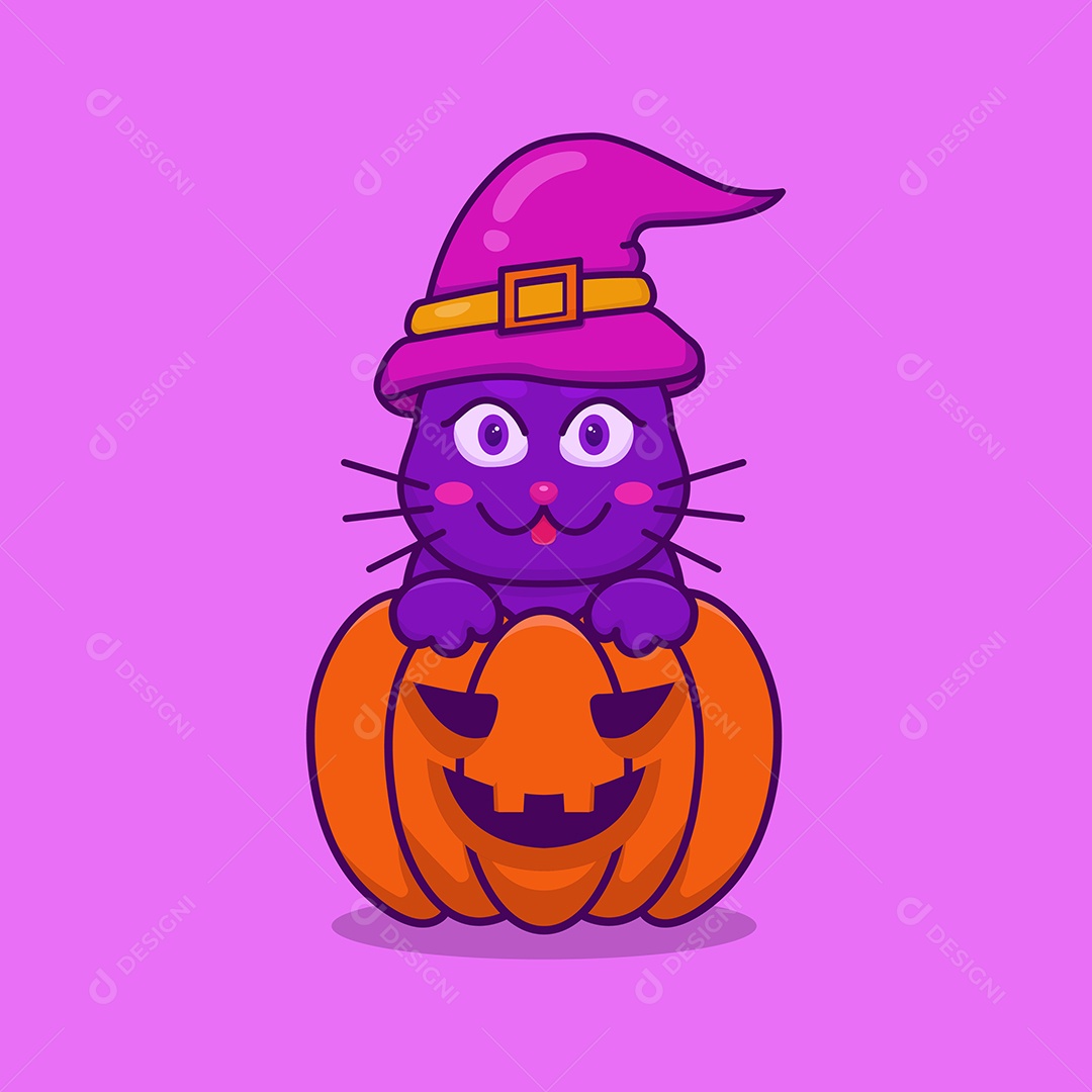 Gato Personagem do Halloween Ilustração Vetor EPS