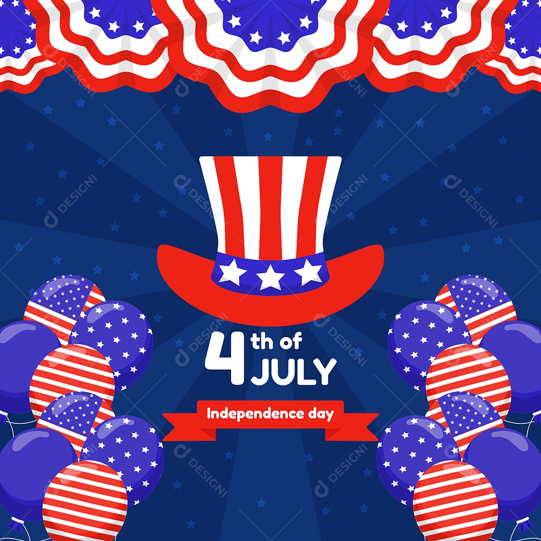 Independência Americana 4 de Julho Ilustração Vetor EPS