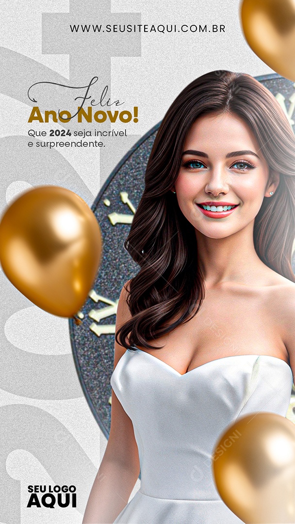 Story Feliz ano novo que 2024 Seja Incríveis e Surpreendente Social Media PSD Editável