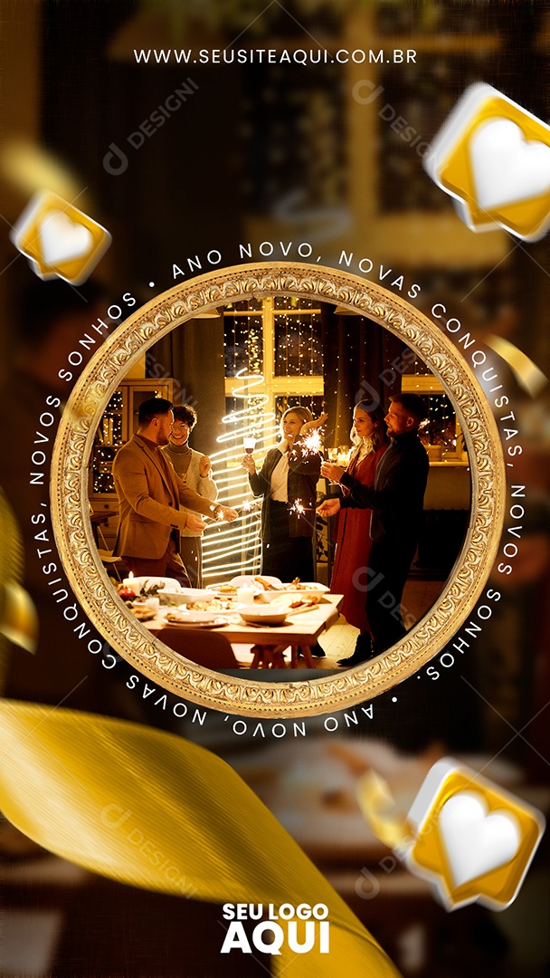 Story ano novo novas Conquistas novos Sonhos Social Media PSD Editável