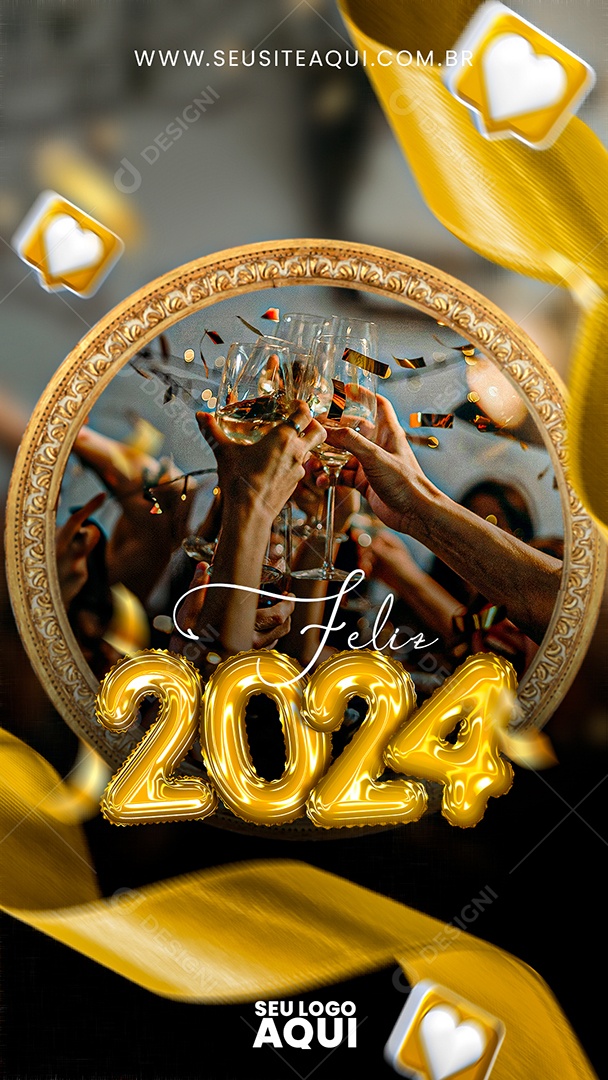 Story Feliz ano novo 2024 Social Media PSD Editável
