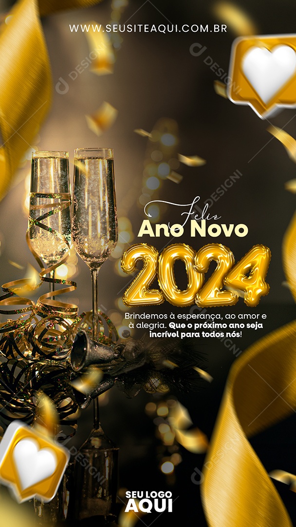 Story Feliz ano novo 2024 que o Próximo Seja Incríveis para todos nós Social Media PSD Editável
