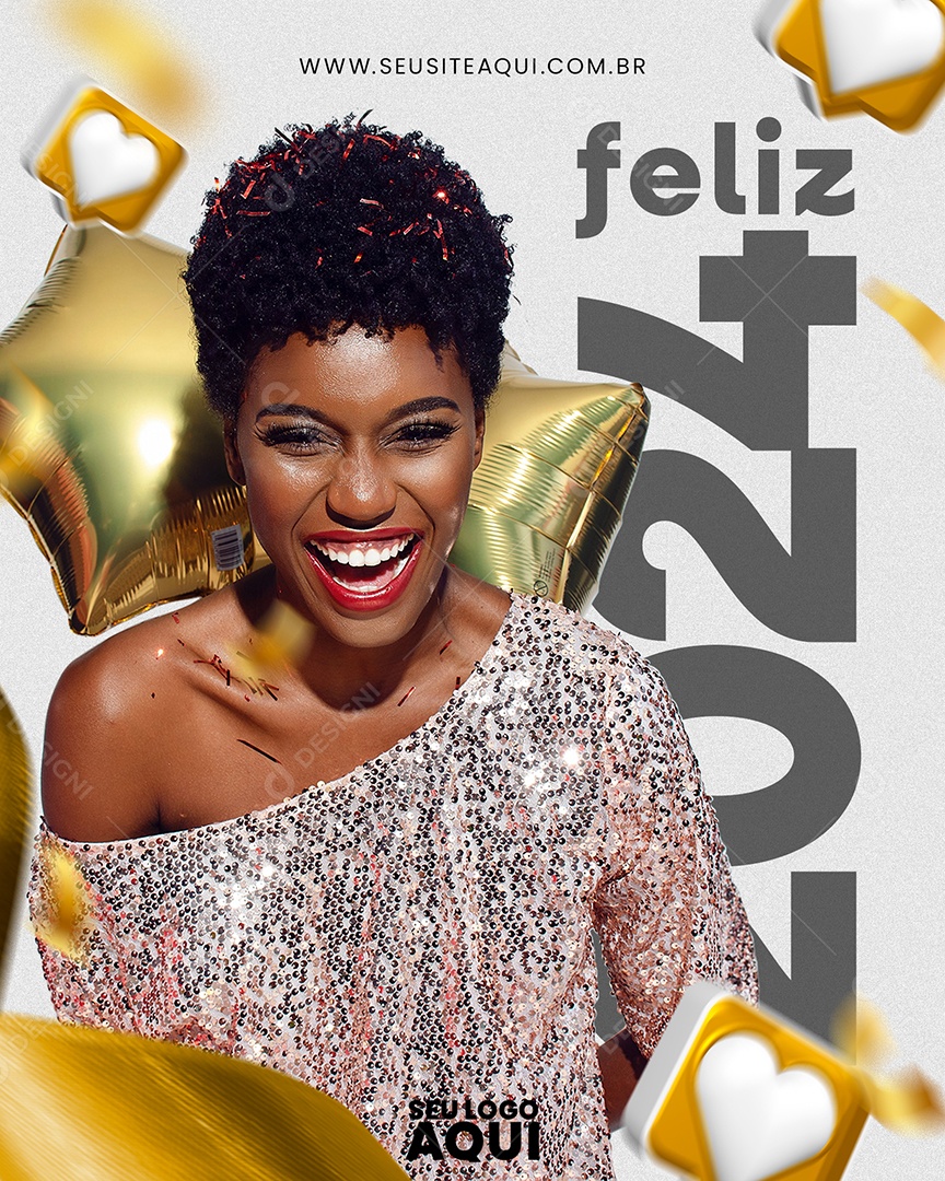 Feliz 2024 ano novo Social Media PSD Editável