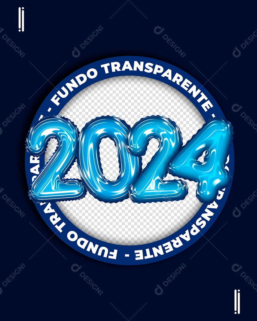 2024 Azul Elemento 3D para Composição PSD