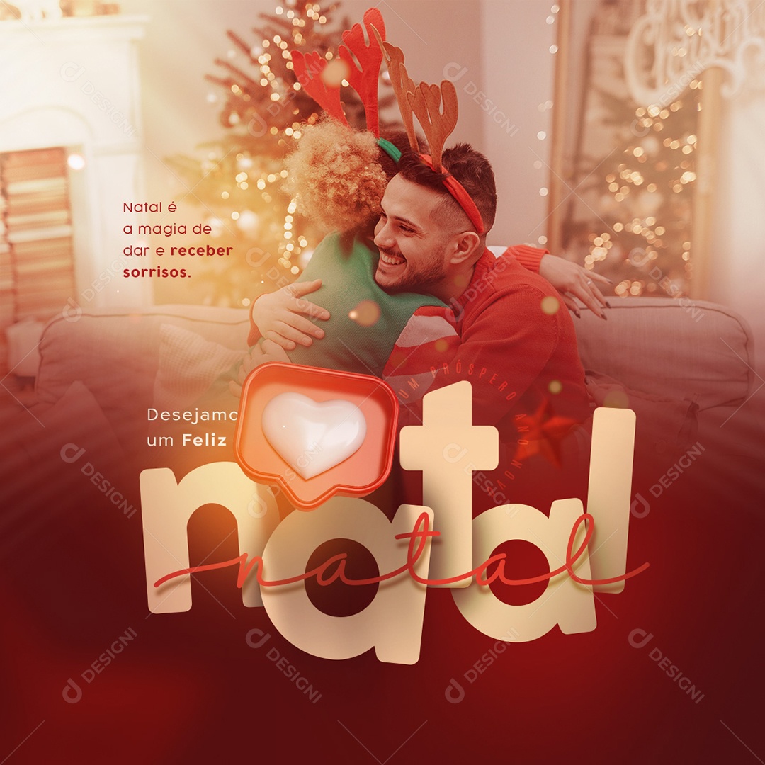 Feed Magia De Dar e Receber Sorrisos Feliz Natal Social Media PSD Editável
