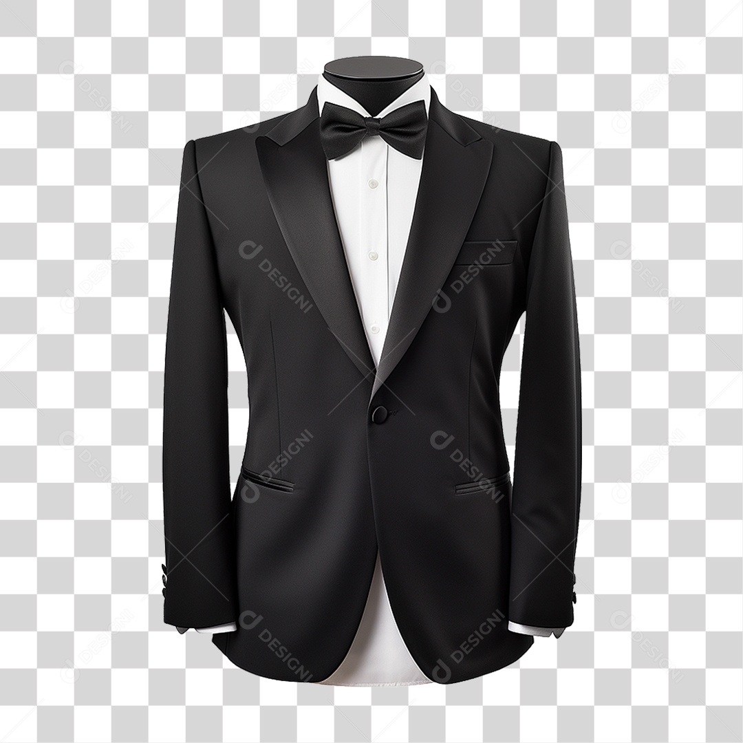 Terno Preto Paletó PNG Transparente