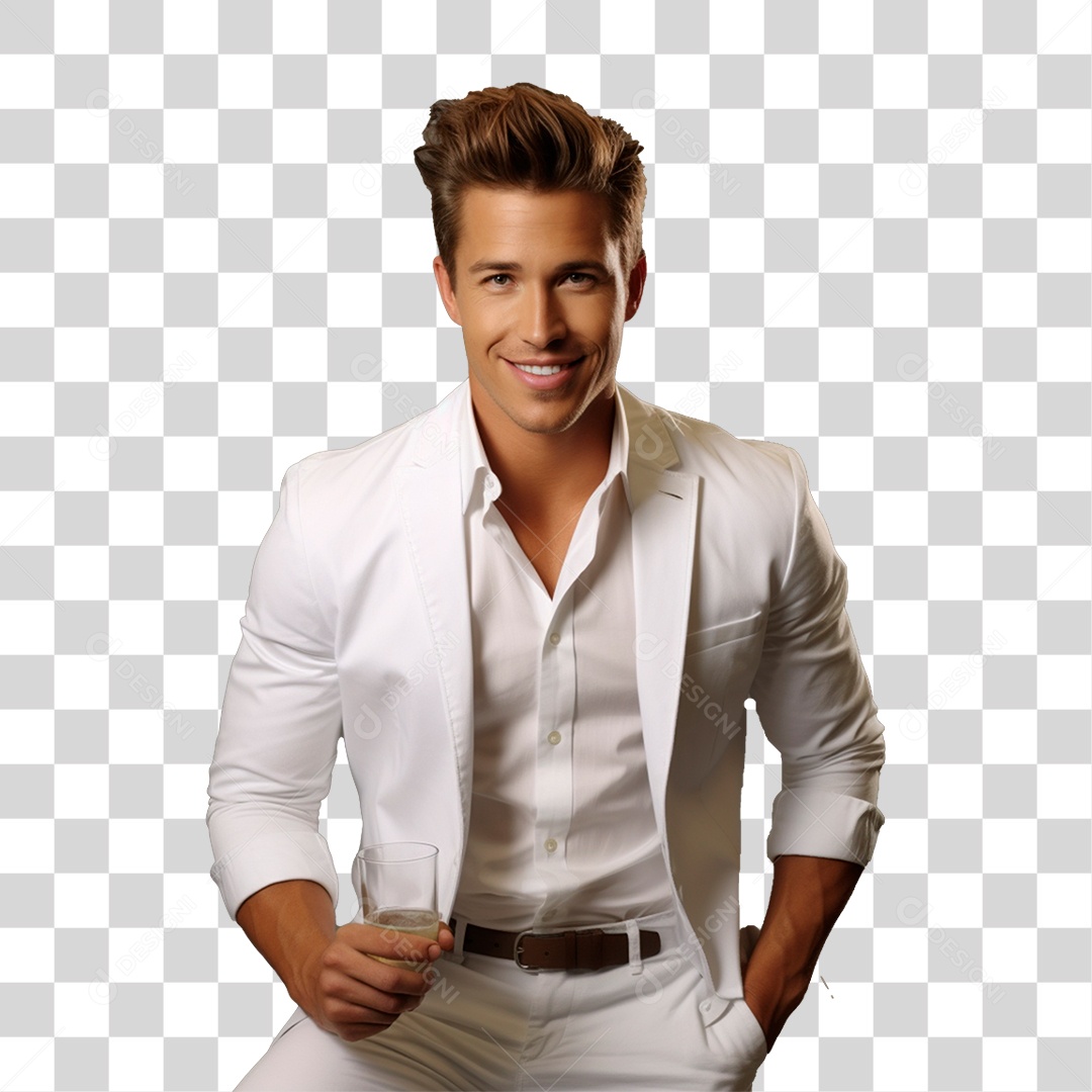 Homem de Branco PNG Transparente