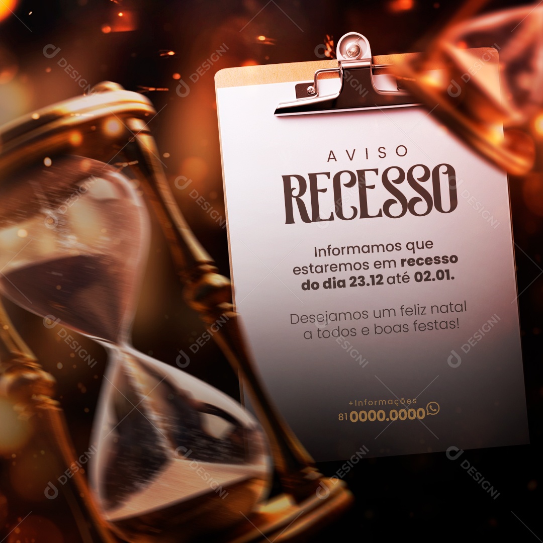 Aviso Estaremos Em Recesso Natal e Ano Novo Social Media PSD Editável