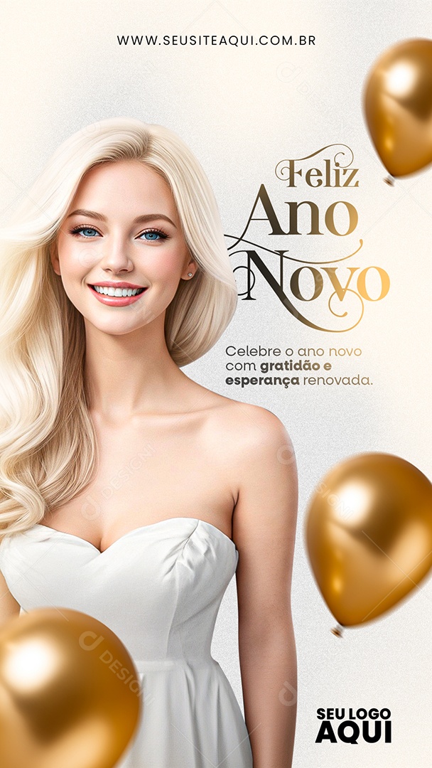 Story Feliz ano novo Celebre com Gratidão e Esperança Renovada Social Media PSD Editável