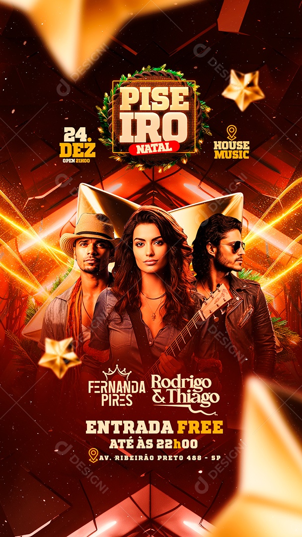 Story Flyer Piseiro Natal Fernanda Pires Rodrigo & Thiago Social Media PSD Editável