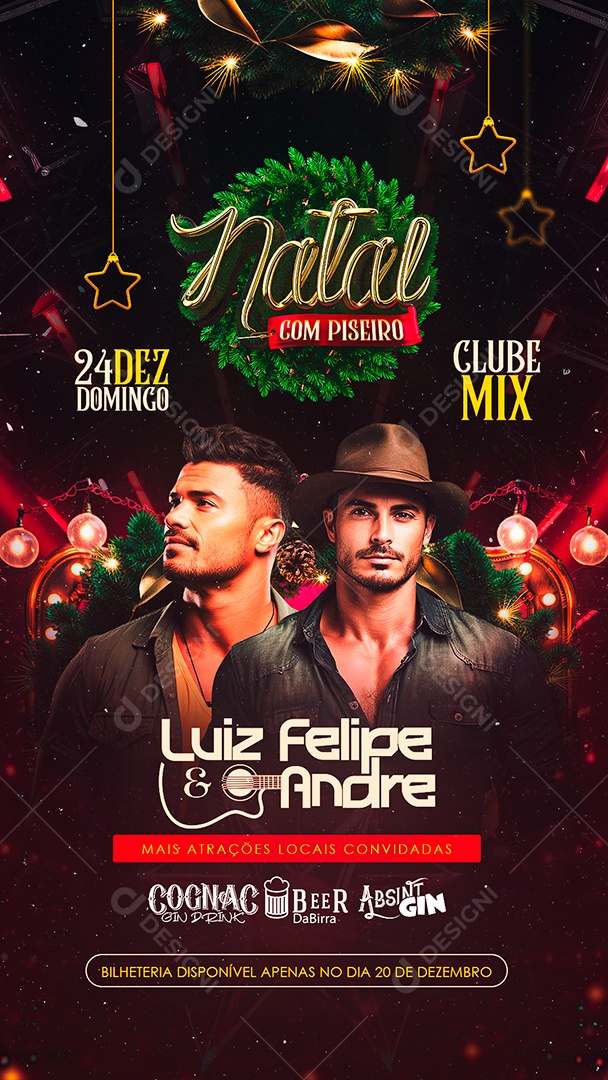 Story Flyer Natal com Piseiro Luiz Felipe & Andre Social Media PSD Editável