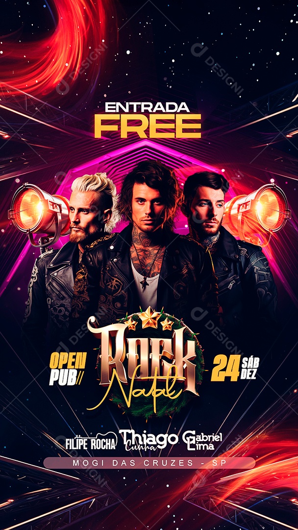 Story Flyer Rock Natal Filipe Rocha Thiago Cunha Gabriel Lima Social Media PSD Editável