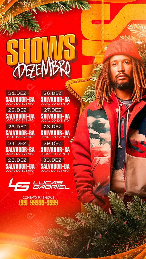 Story Flyer Natal Shows Dezembro Lucas Gabriel Social Media PSD Editável