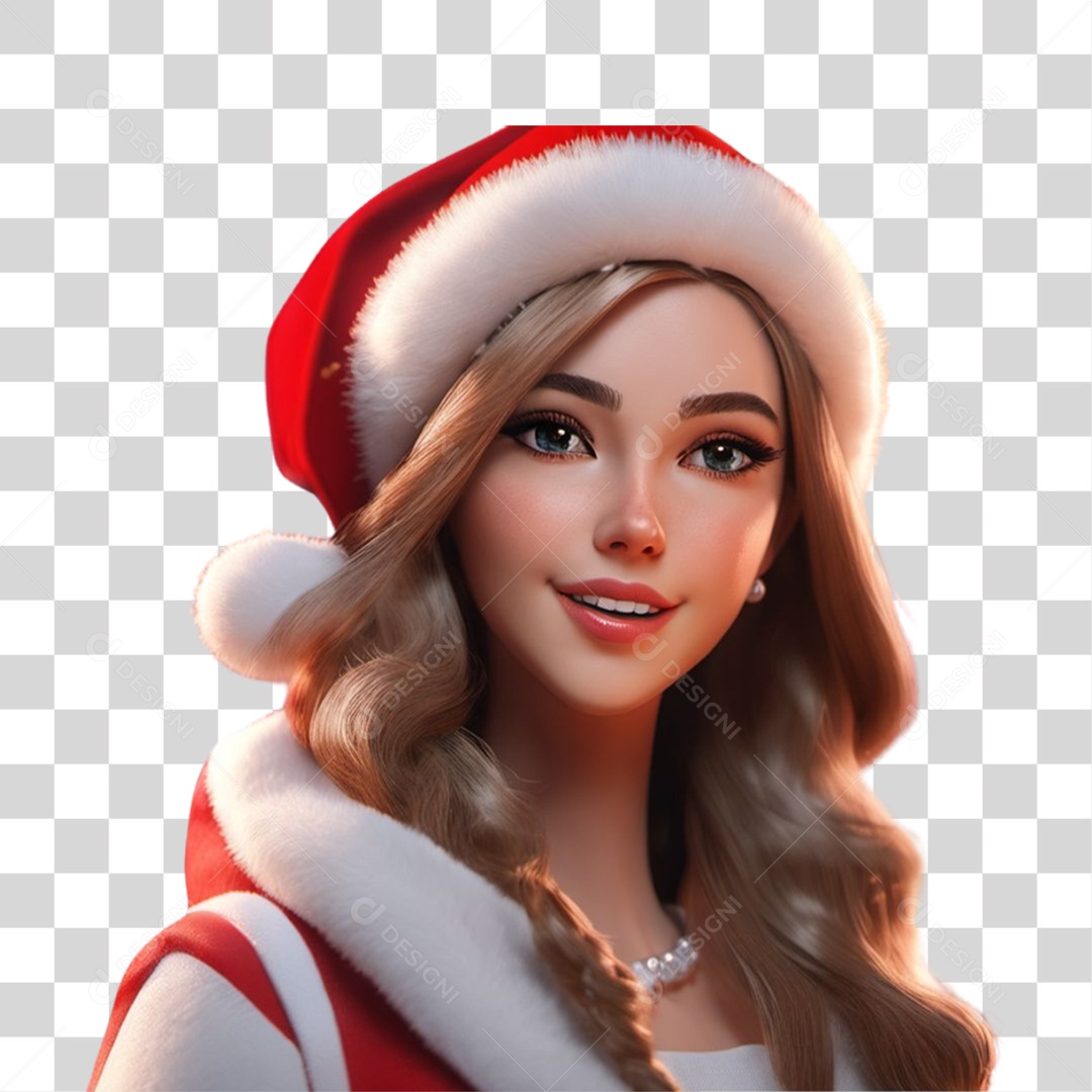 Mulher com Roupa de Natal PNG Transparente