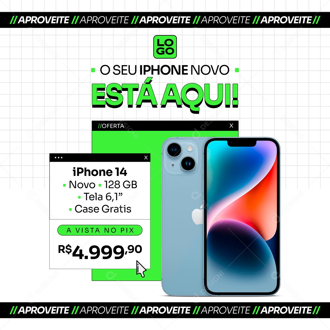 Social Media Feed o Seu Iphone Novo Está Aqui Loja PSD Editável