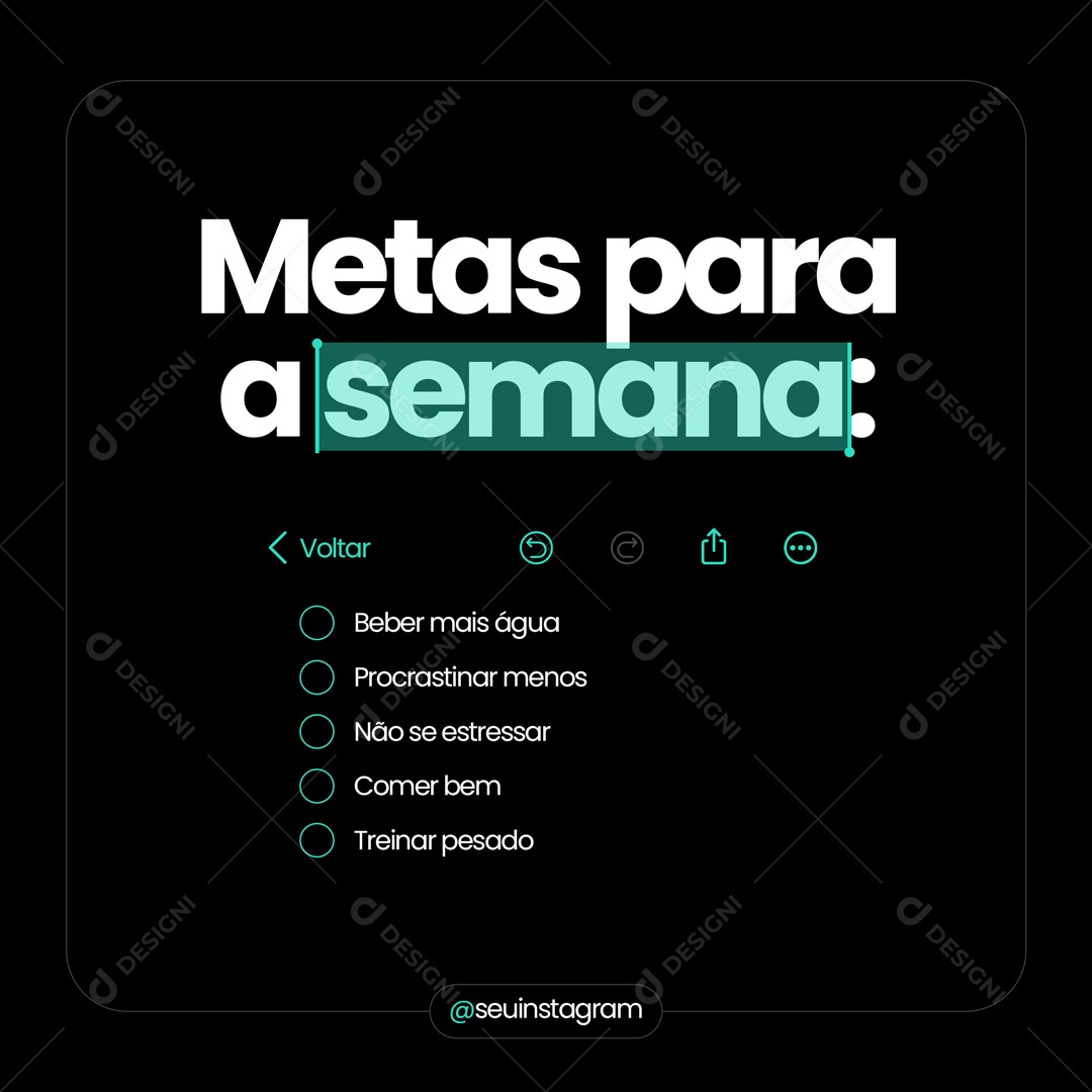 Metas Para a Semana Social Media PSD Editável