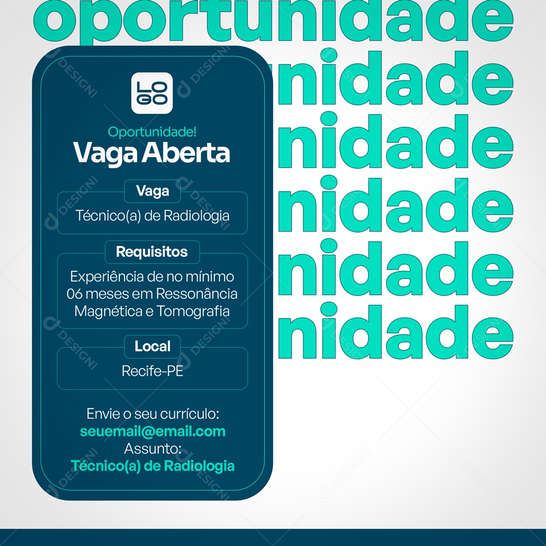 Social Media Feed Oportunidade Vaga Aberta PSD Editável