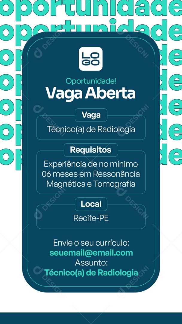 Social Media Story Oportunidade Vaga Aberta Currículo PSD Editável