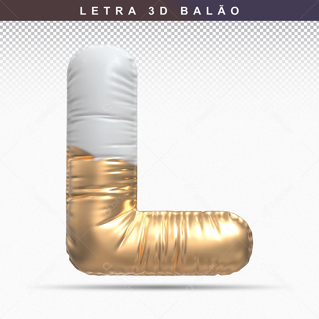 Letra L Maiúsculo do Alfabeto Elemento 3D para Composição PSDS