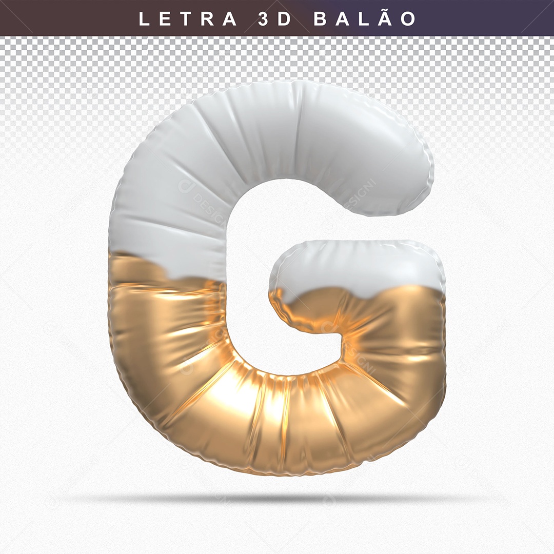 Letra G Maiúsculo do Alfabeto Elemento 3D para Composição PSD