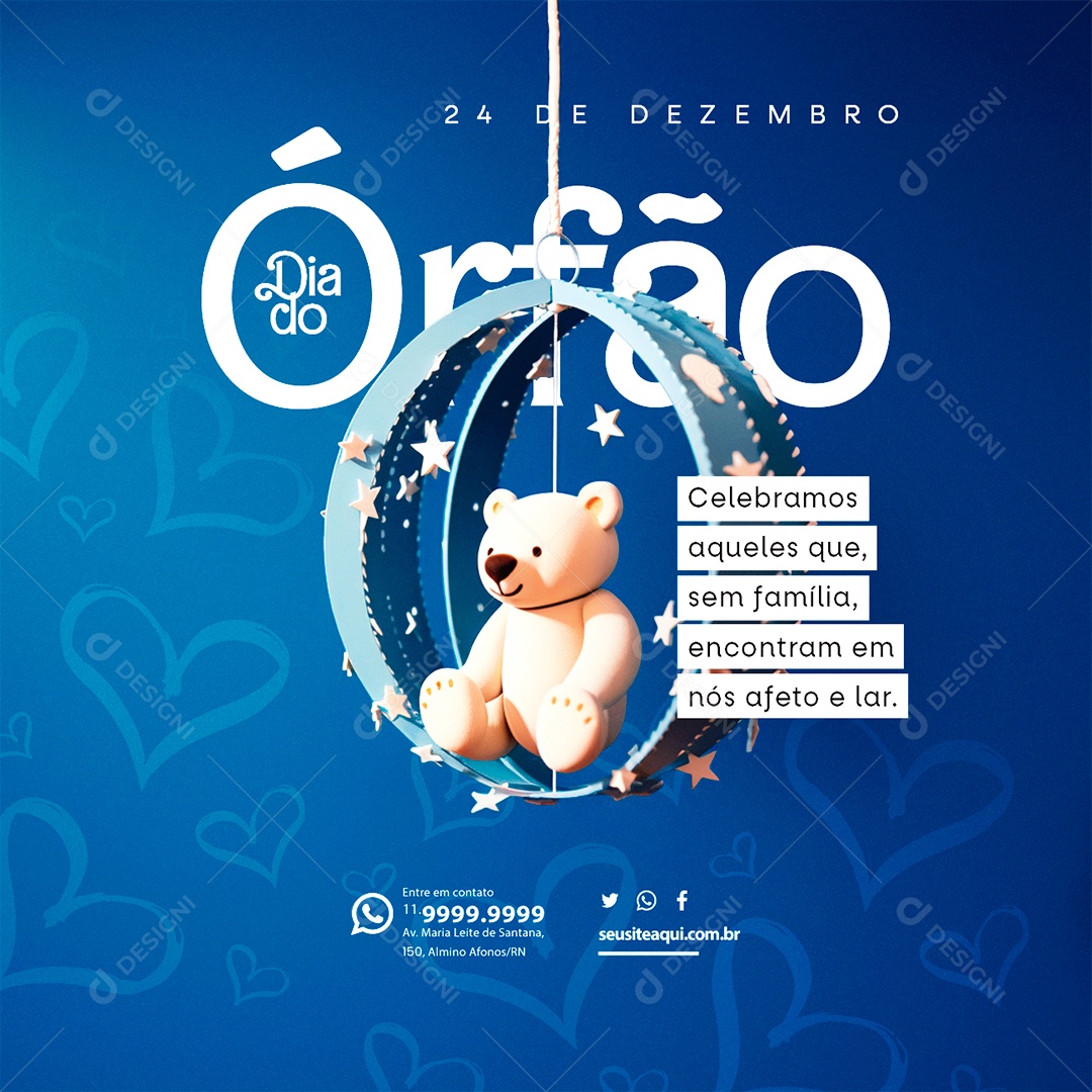 Social Media Dia do Órfão 24 de Dezembro Celebramos Aqueles que sem Família Encontram em nós Afeto PSD Editável