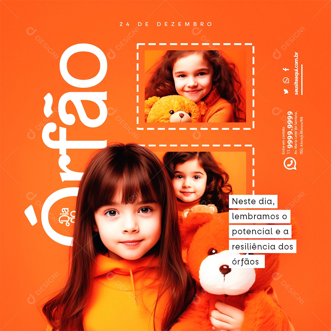 Social Media Dia do Órfão 24 de Dezembro Neste Dia Lembramos o Potencial e a Resiliência dos Órfãos PSD Editável