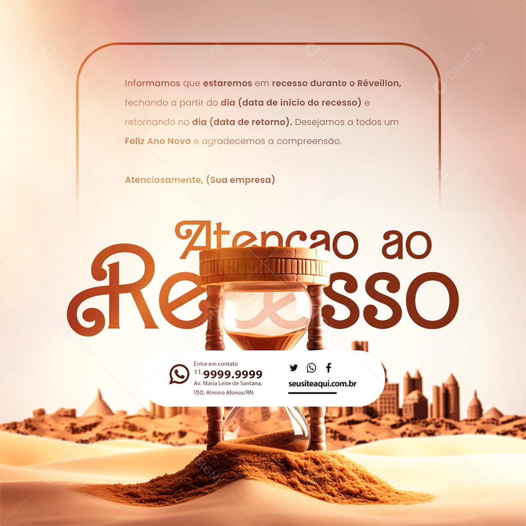 Atenção Informamos que Estaremos em Recesso Empresa Loja Supermercado Social Media PSD Editável