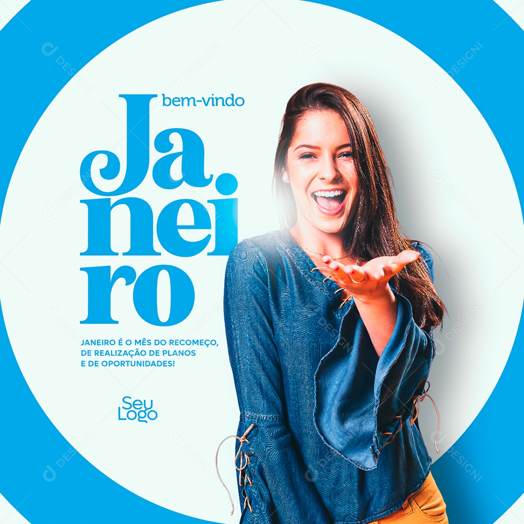 Social Media Bem Vindo Janeiro Planos e De Oportunidades PSD Editável