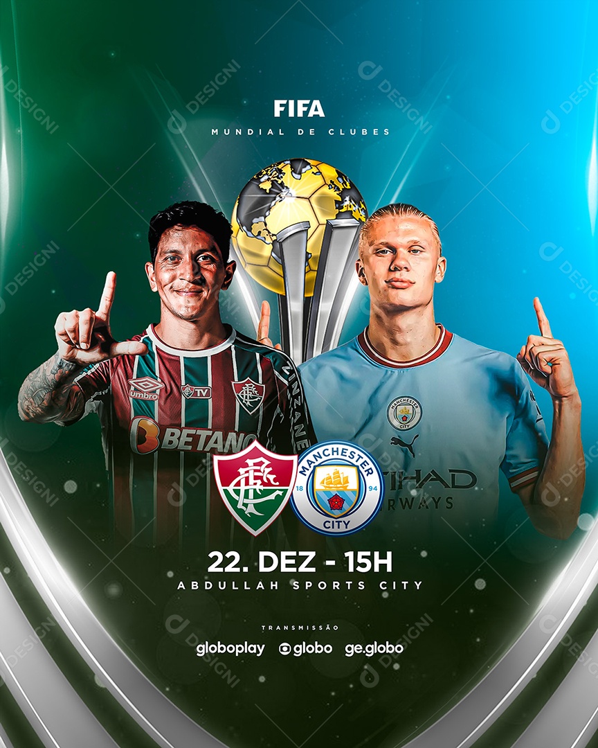 Social Media Flyer Futebol Fifa Mundial De Clubes Fluminense X Manchester City PSD Editável